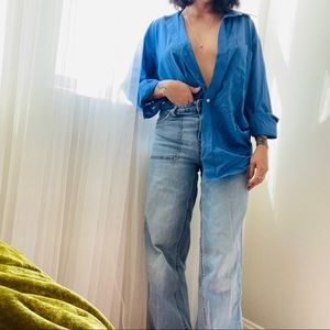 Yves Saint Laurent blue button down blouse